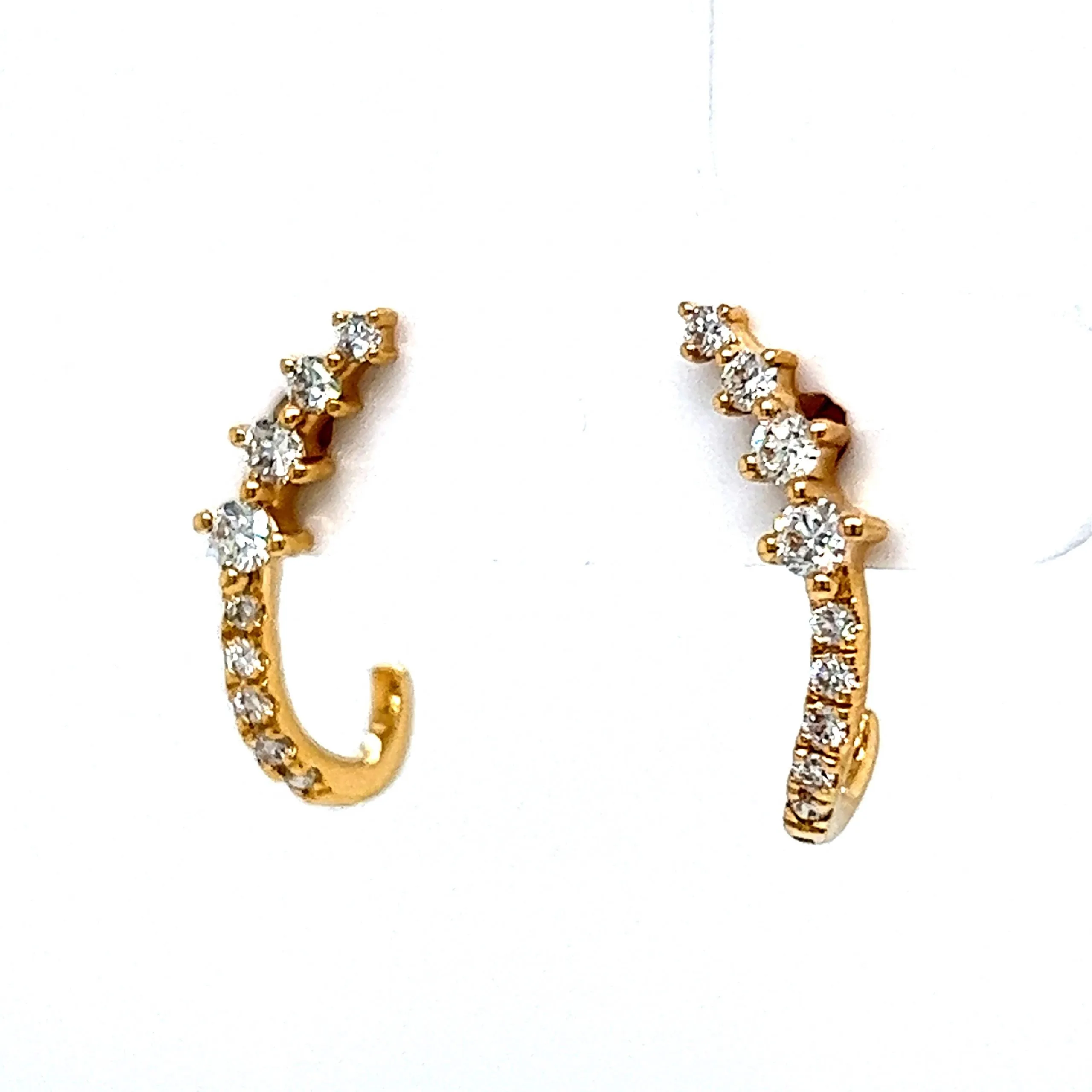 Diamond Hook Stud Earrings in 18k Yellow Gold