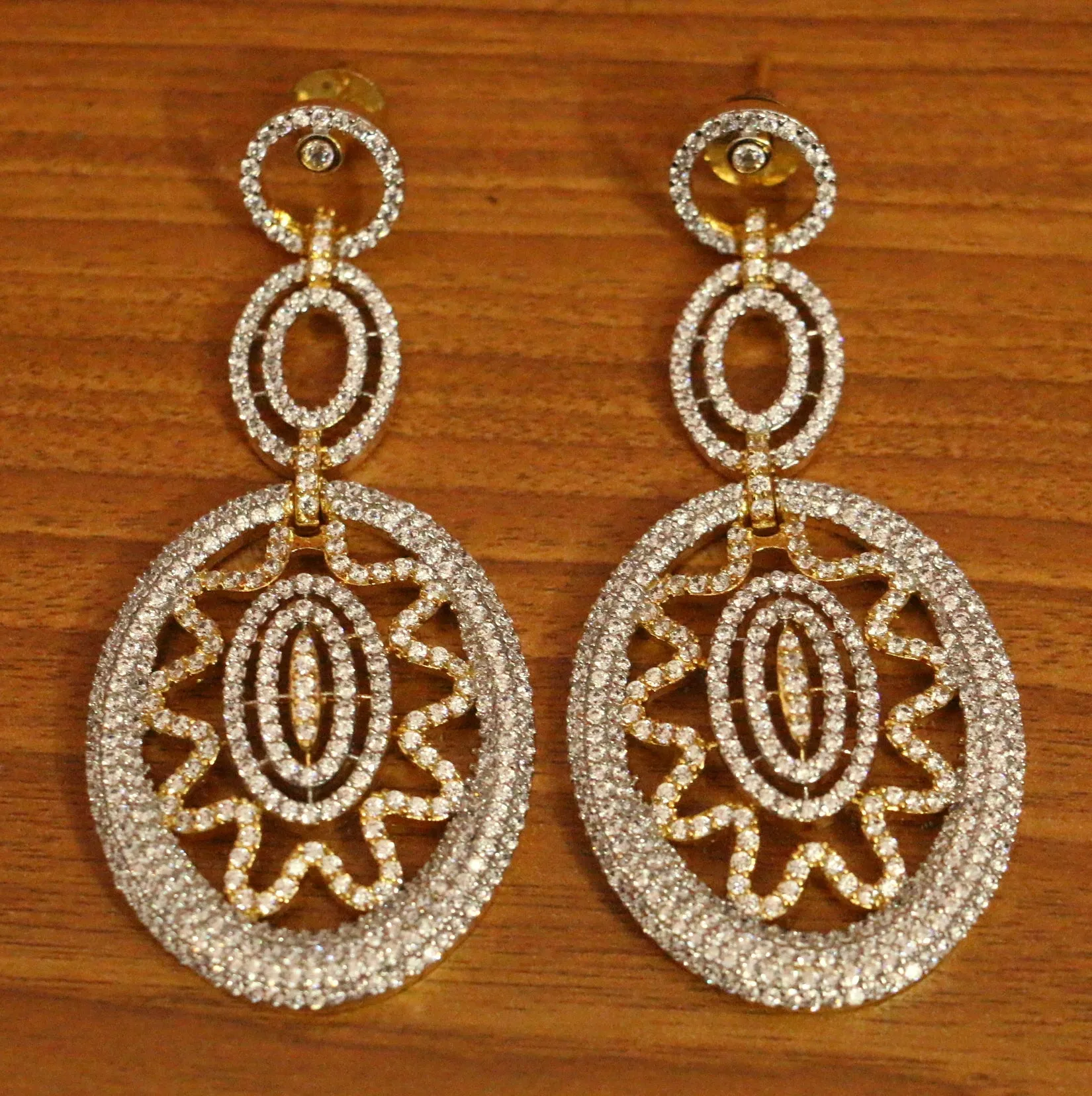 DIAMOND LOOK GOLD PLATED CZ DANGLERS