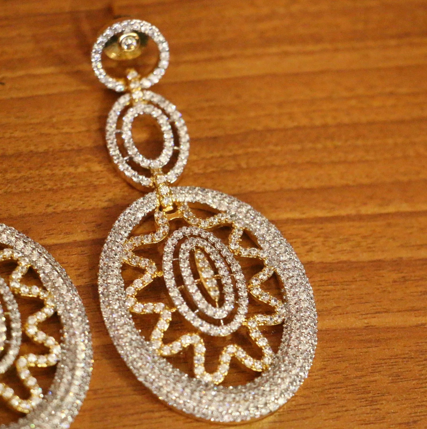 DIAMOND LOOK GOLD PLATED CZ DANGLERS