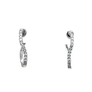 Diamond Wave Hoop Earrings in 14k White Gold