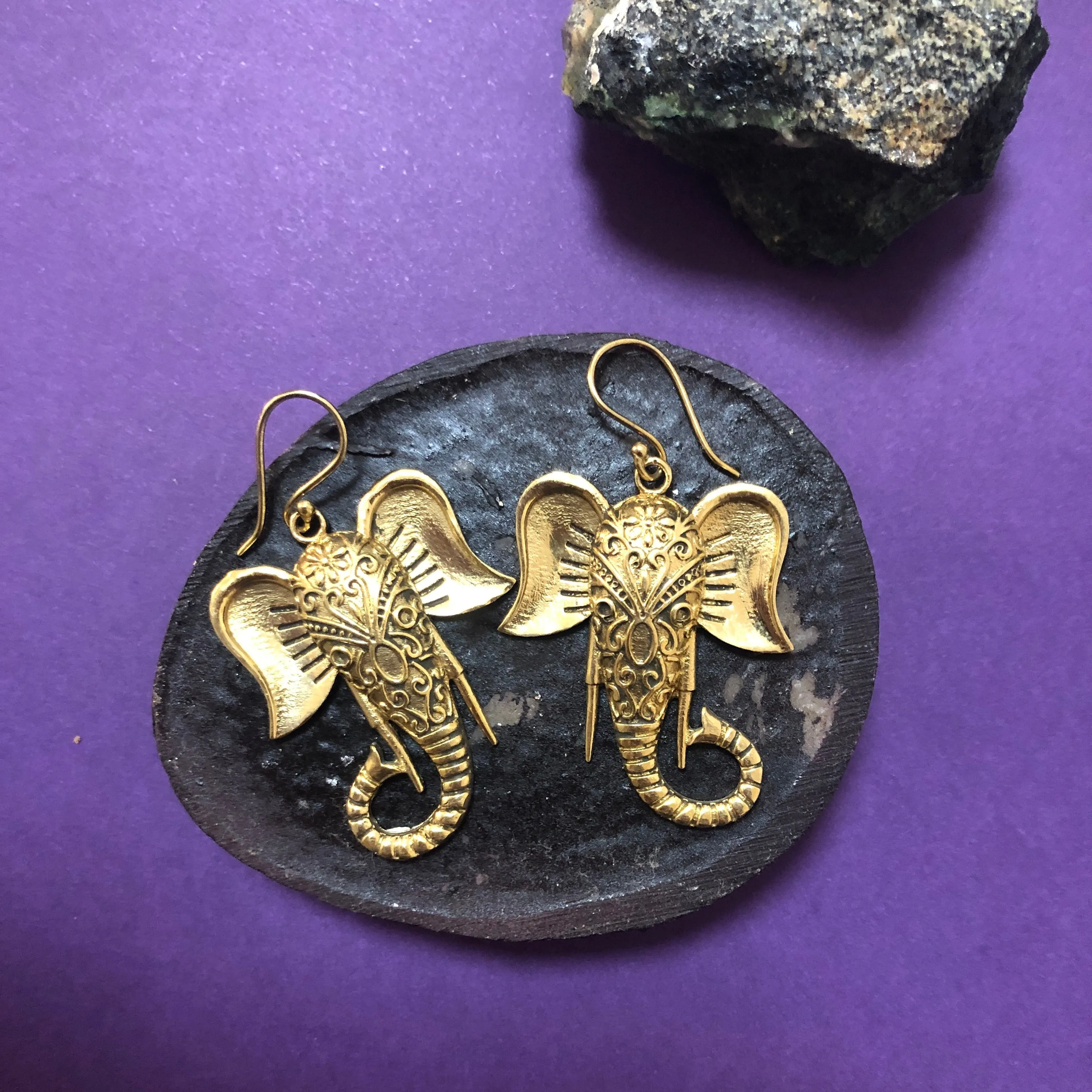 Divine Gold Elephant Ganesh Earrings