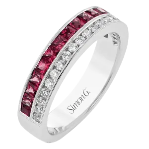 Double Row Ruby & Diamond Stackable Ring
