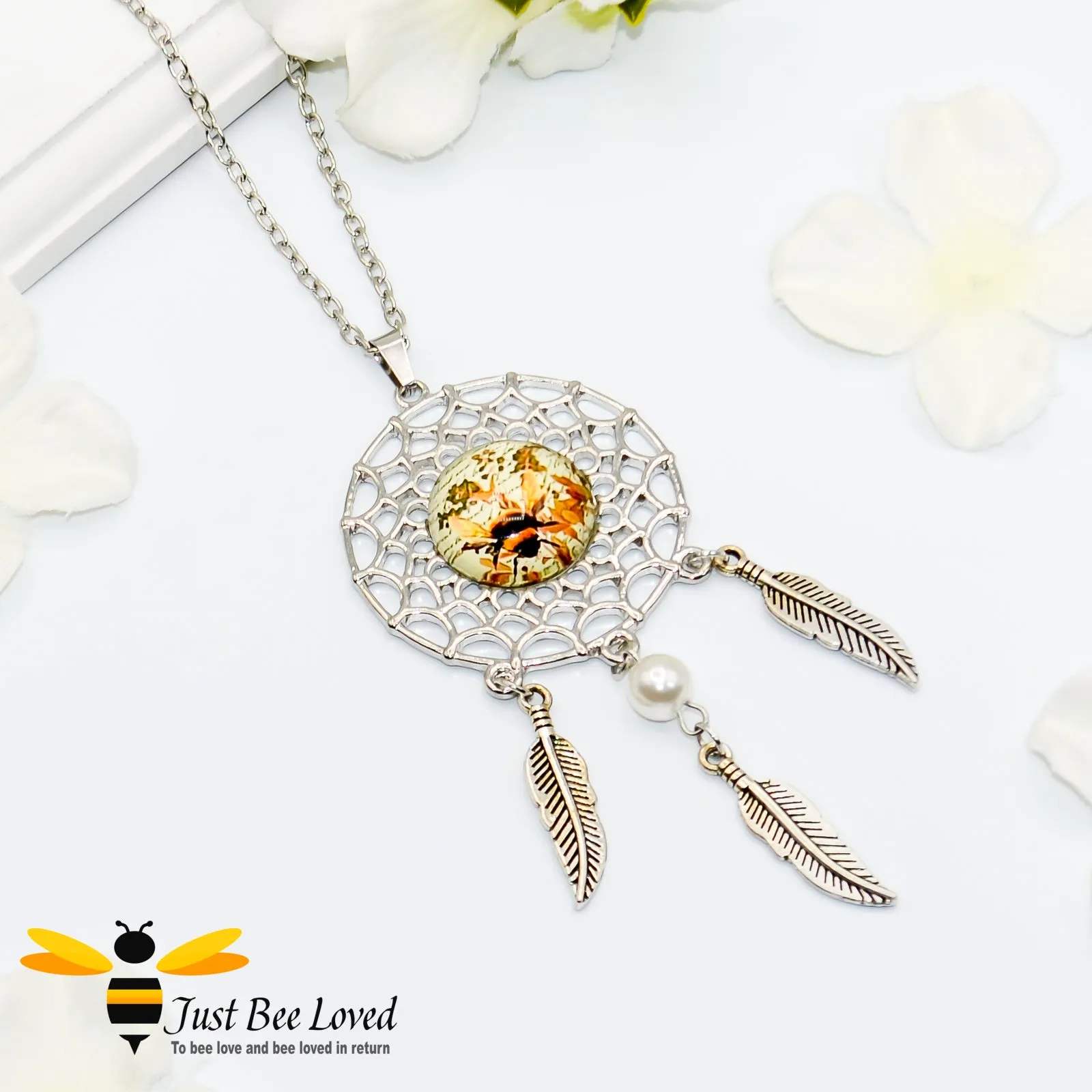 Dreamcatcher Bumblebee Pendant Necklace