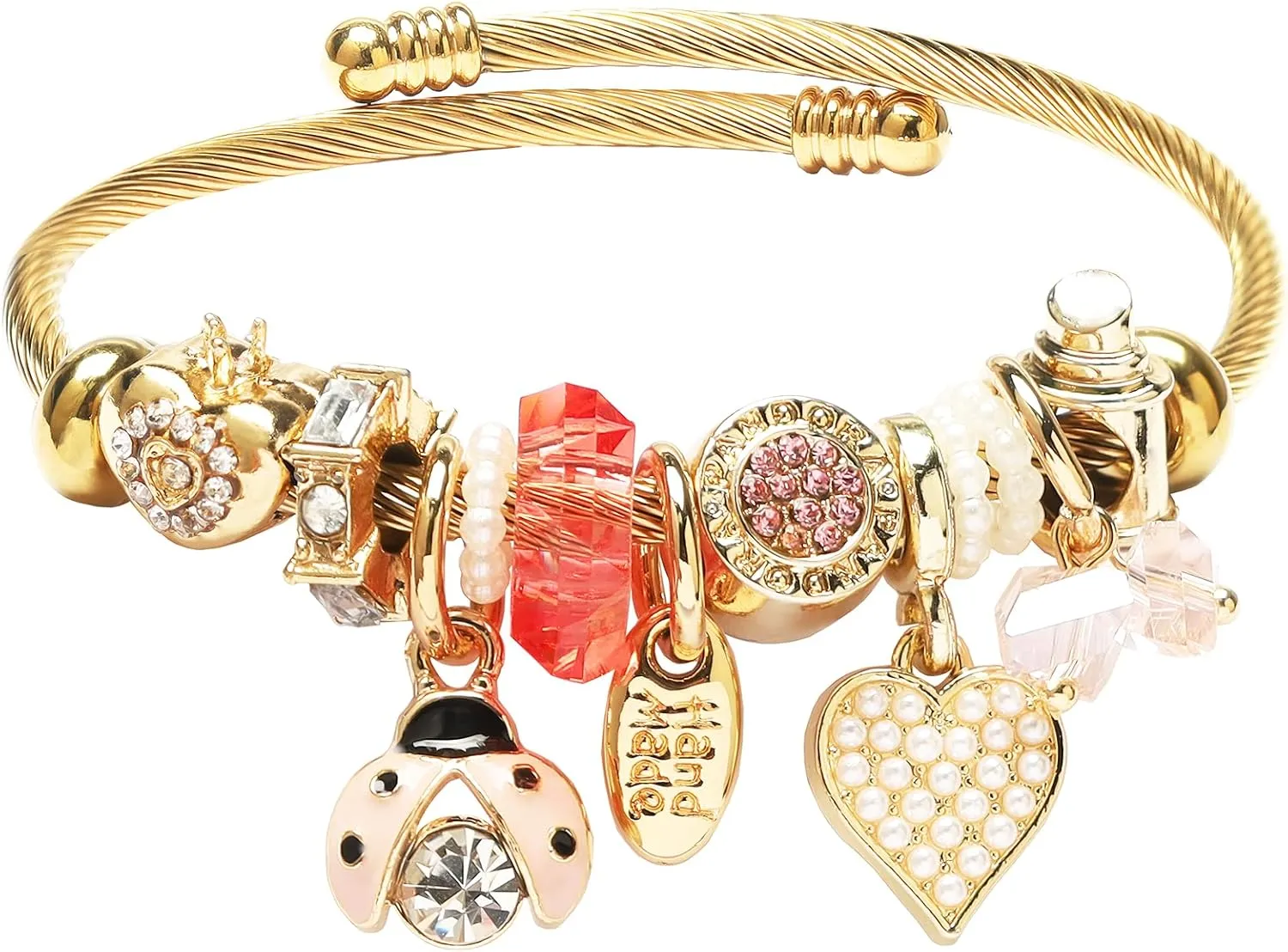 DS Charm Bracelets for girls,exquisite cute cartoon gold friendship bracelets Stainless Steel Bangle with birthday Gift box, Adjustable girls jewelry Suitable for holiday gifts