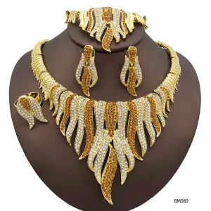 Dubai Ladies Jewelry Necklaces And Earring Set Necklace Earring Ring  Bracelet Wedding Party Gift