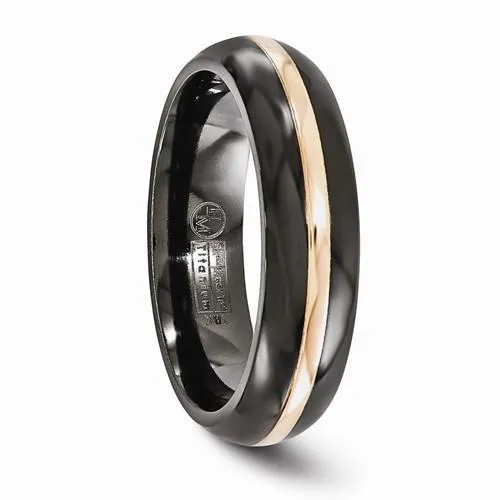 Edward Mirell Black Ti With 14k Rose Gold Domed - 6mm