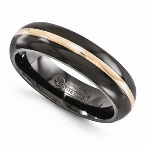 Edward Mirell Black Ti With 14k Rose Gold Domed - 6mm