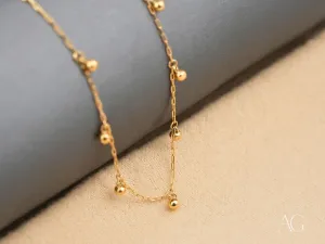 Elegant 18K Gold Beaded Necklace
