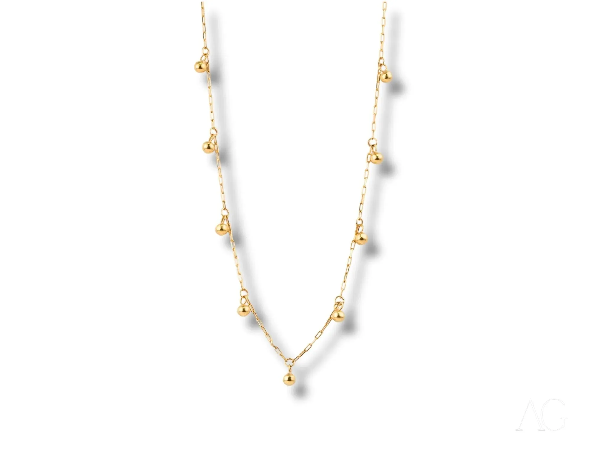 Elegant 18K Gold Beaded Necklace