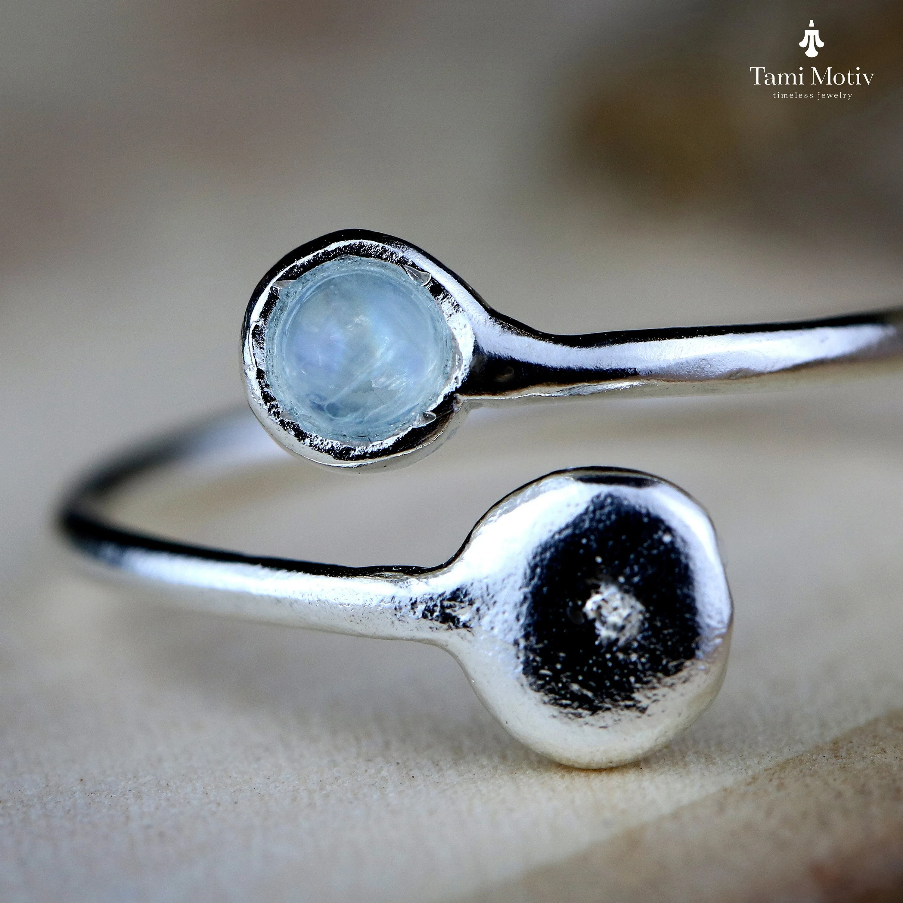 Elegant Aquamarine Silver Open Ring For Women