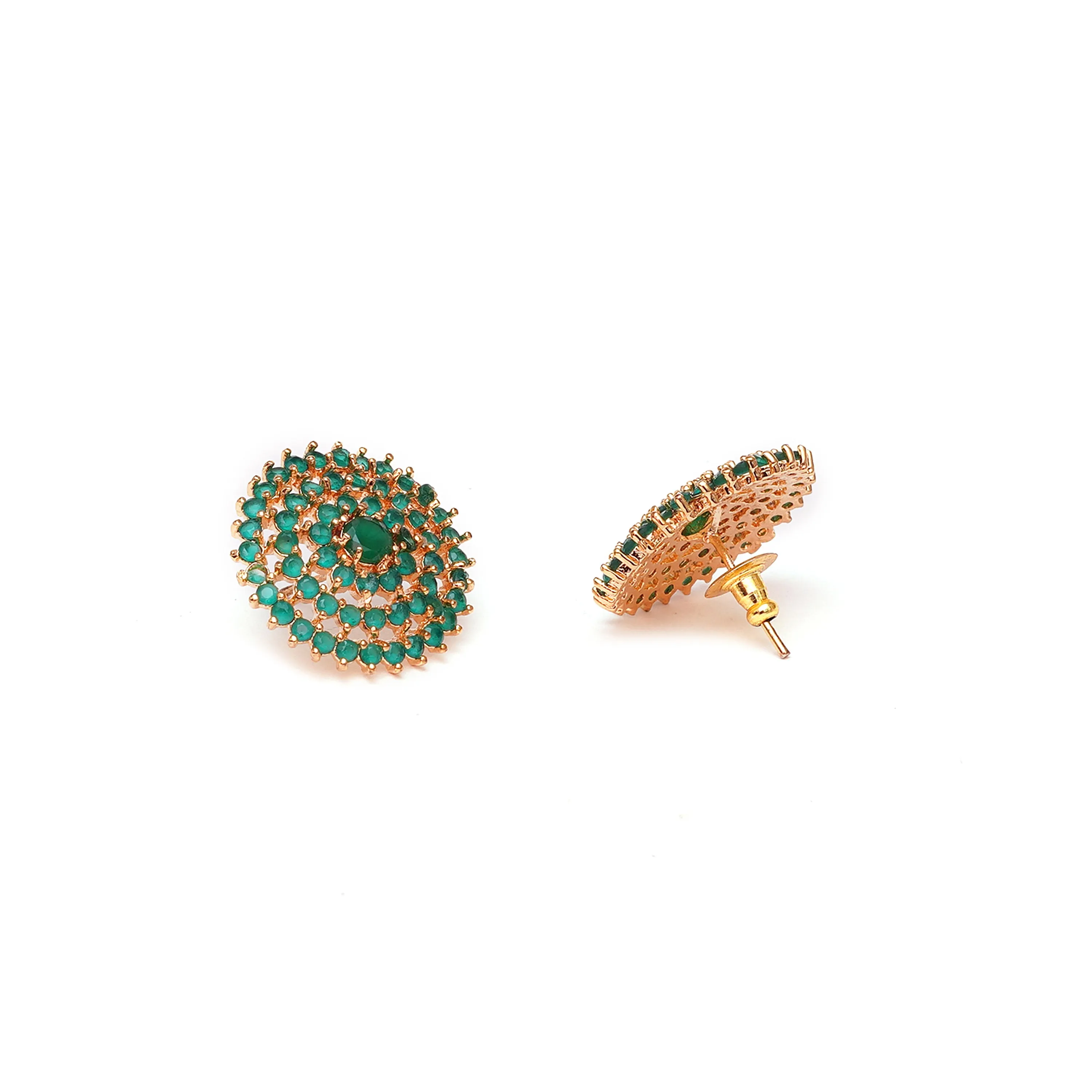 Emerald Look Round Shaped Fine Studs
