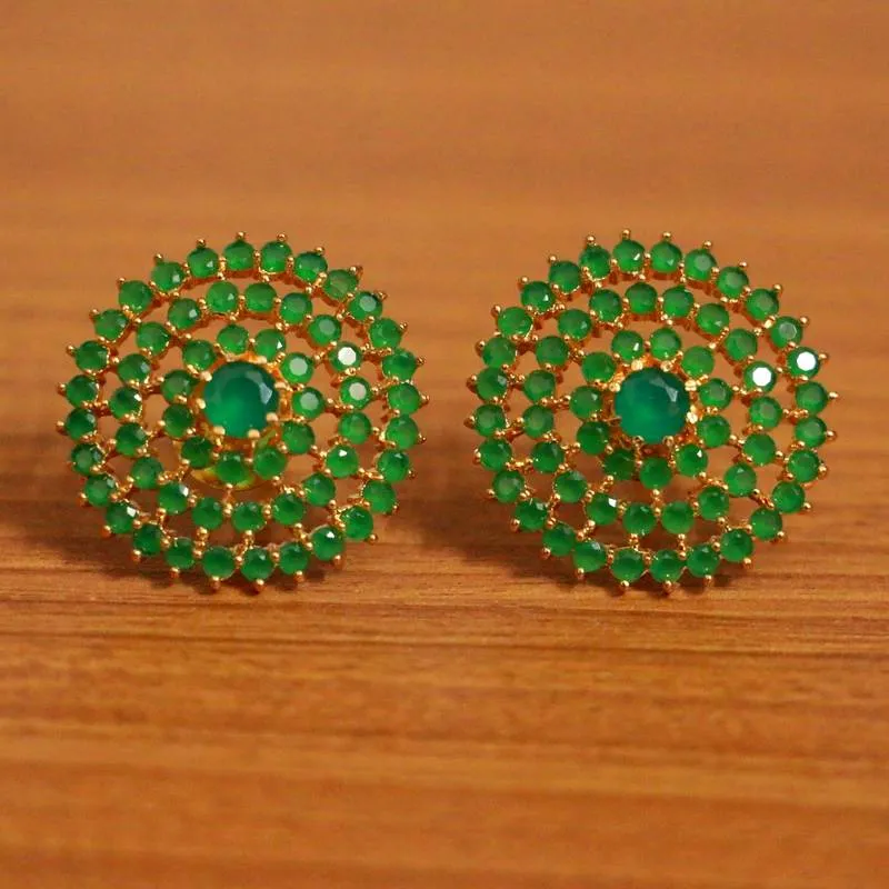 Emerald Look Round Shaped Fine Studs