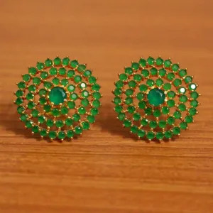 Emerald Look Round Shaped Fine Studs