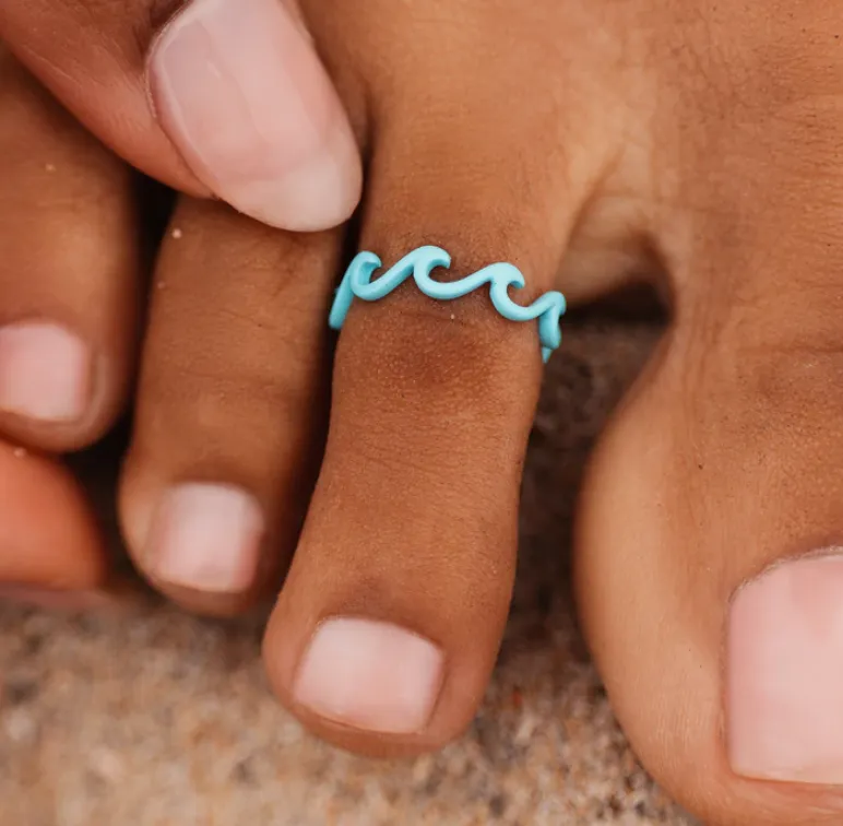 Enamel Delicate Wave Toe Ring - Turquoise