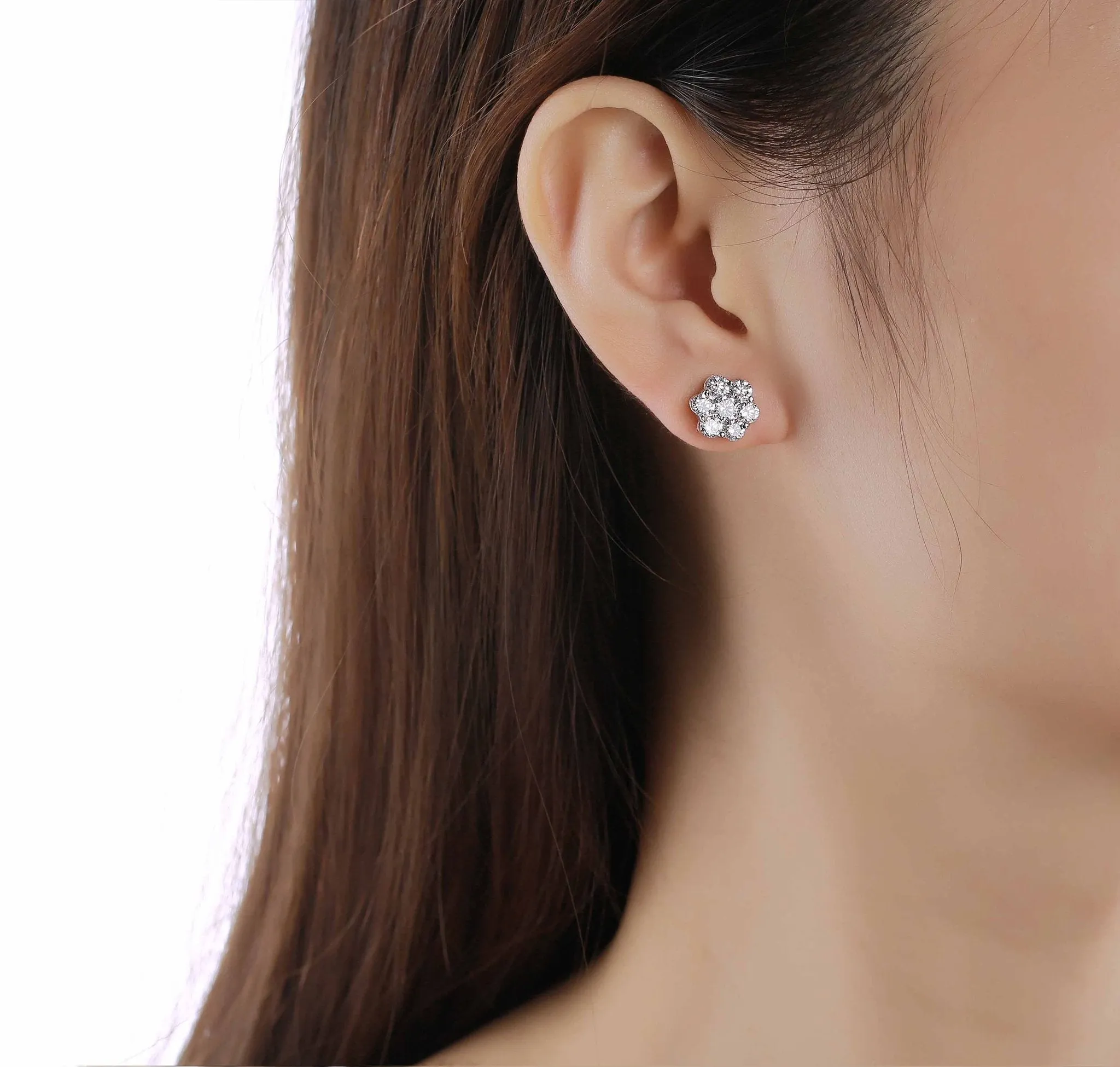 Essentials 2.05ct Cluster Flower Earrings <br> E-00119WHT