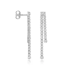 Everyday Diamonds Collection Double Drop Diamond Earrings | 9K White Gold