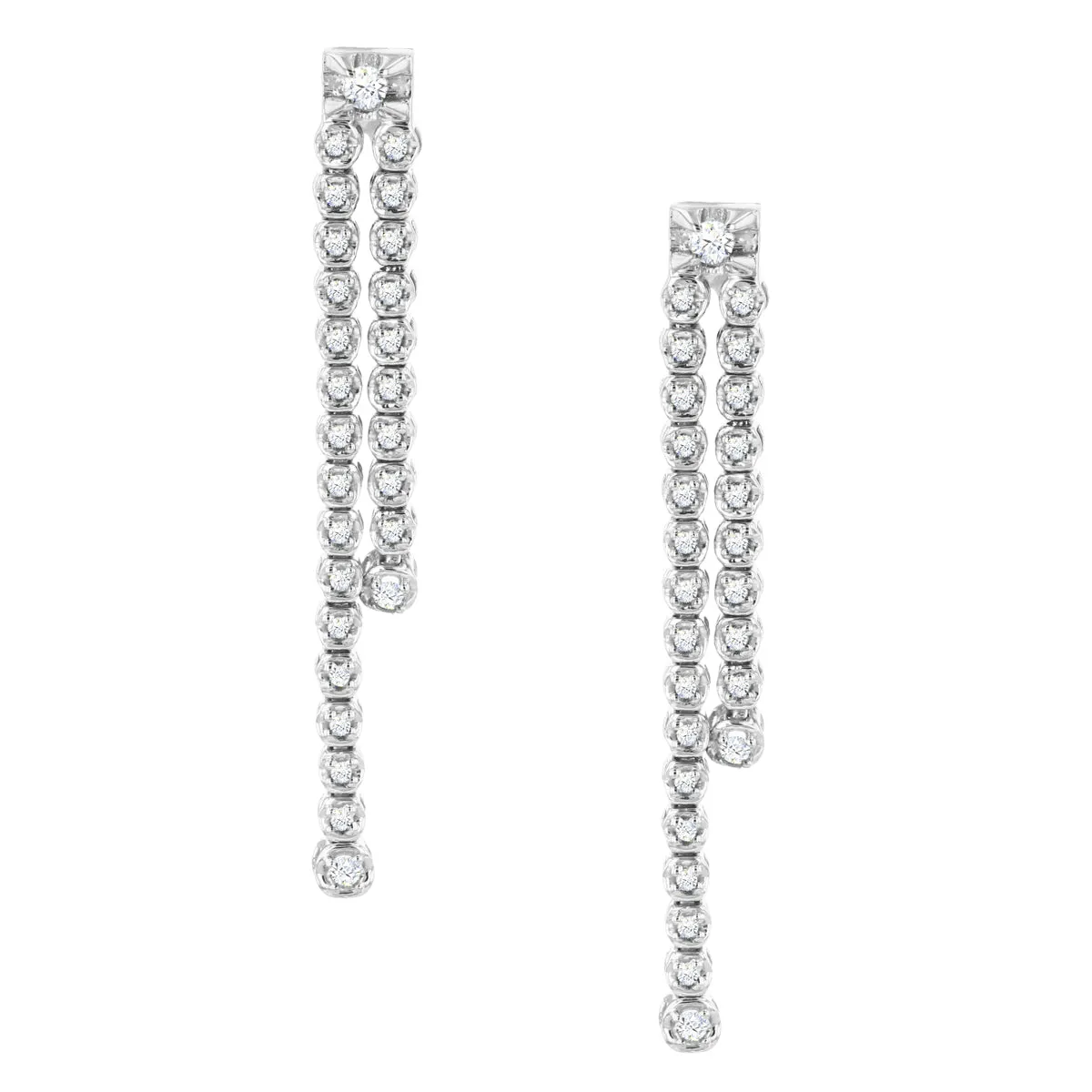 Everyday Diamonds Collection Double Drop Diamond Earrings | 9K White Gold