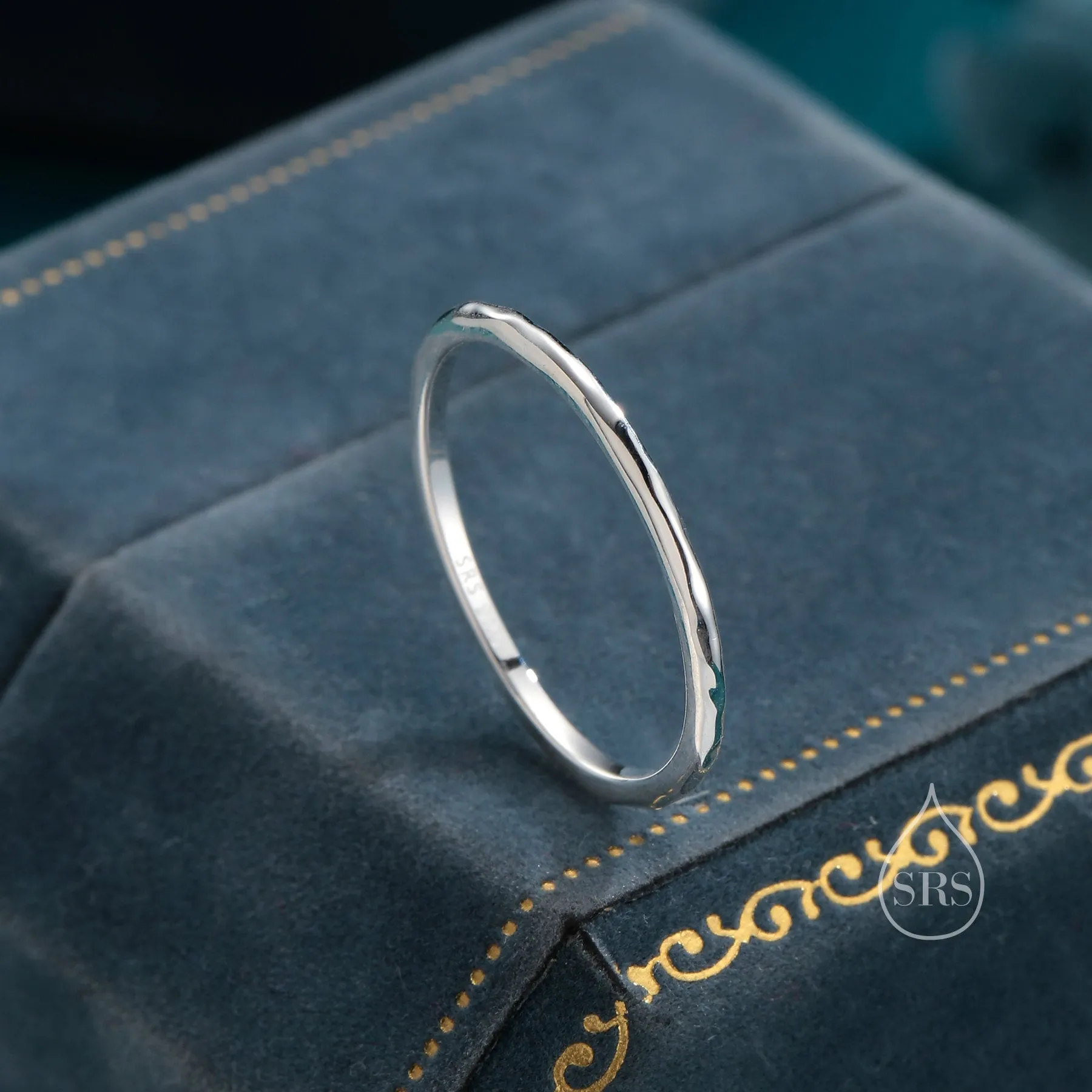 Extra Skinny Sterling Silver Hammered Ring, Very Skinny Irregular Textured Delicate Ring Band, Stacking Ring US 5-8, Wave Ring