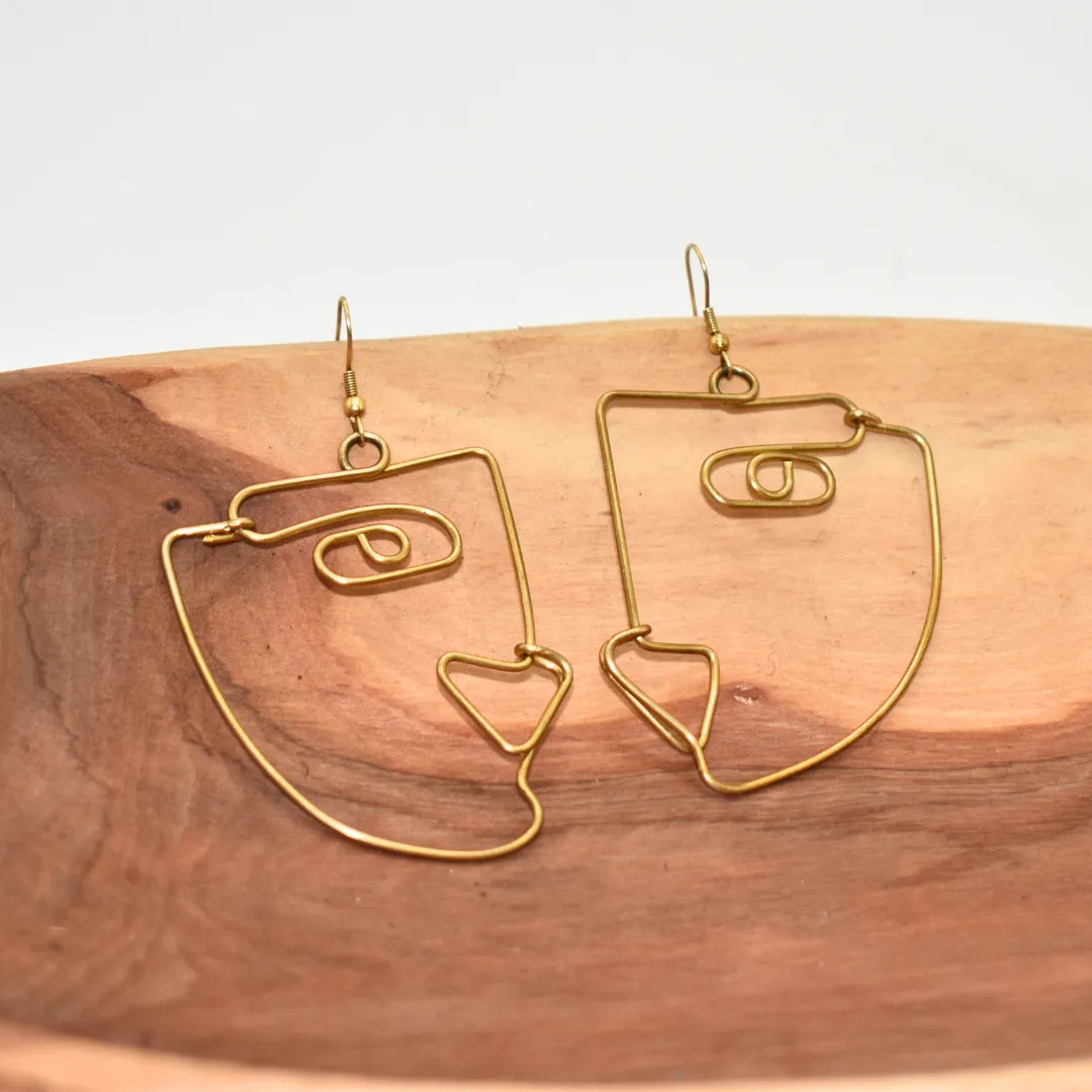 Face Brass Earrings