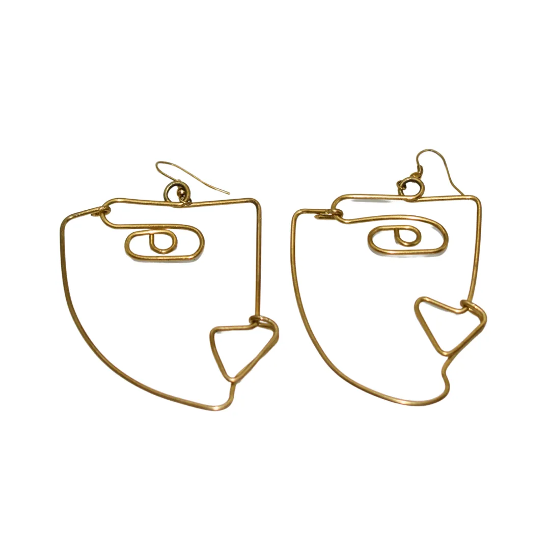 Face Brass Earrings