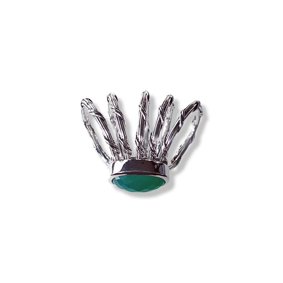 Fantasies 5 Row Cocktail Ring in sterling silver with green chalcedony