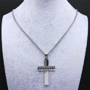 Fashion Cross Stainless Steel Statement Necklace for Men - Silver Colour Necklaces Pendants Jewellery