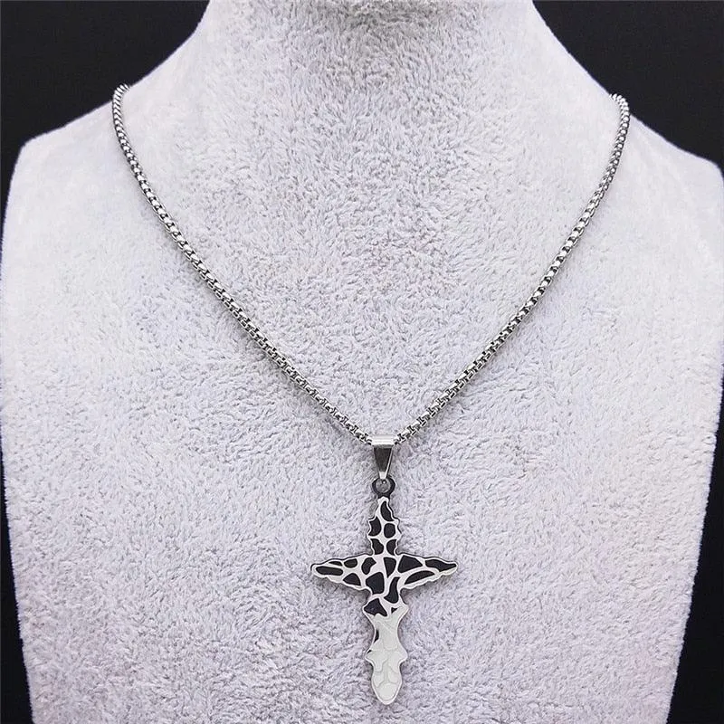 Fashion Cross Stainless Steel Statement Necklace for Men - Silver Colour Necklaces Pendants Jewellery