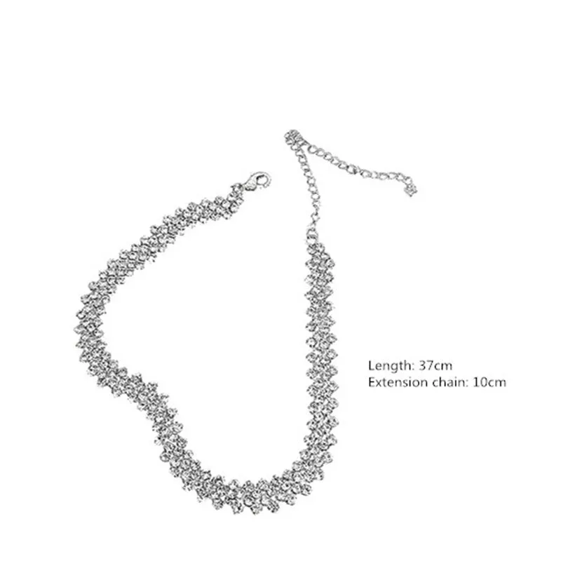 Fashion Full Rhinestone Choker Necklaces for Women Geometric Crystal Necklaces