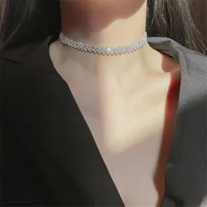 Fashion Full Rhinestone Choker Necklaces for Women Geometric Crystal Necklaces