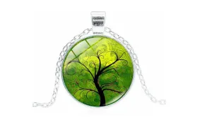 Fashion Life Tree Glass Cabochon Pendant Necklace