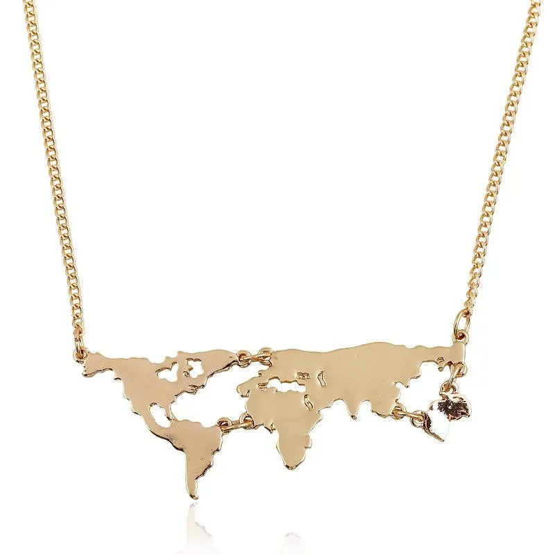 Fashion World Map Combination Pendant Necklace For Women