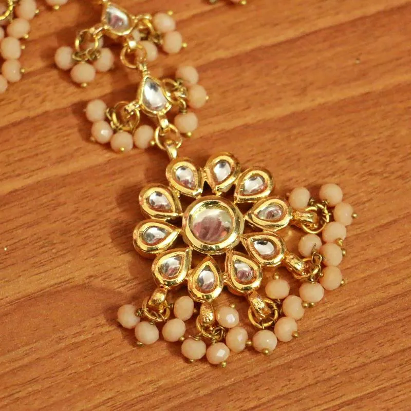 Faun Crystal Kundan Meenakari Tikka With earrings