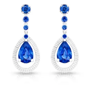 FColours of Love 18ct White Gold Sapphire Drop Earrings