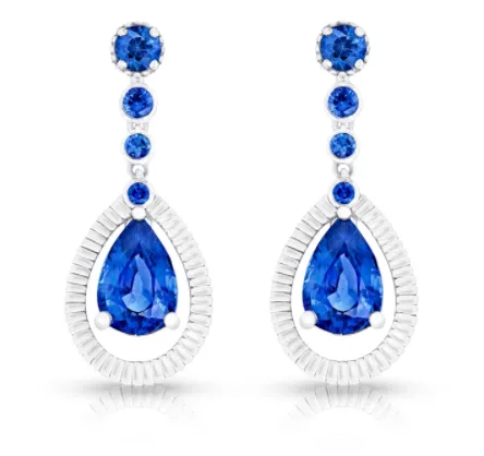 FColours of Love 18ct White Gold Sapphire Drop Earrings