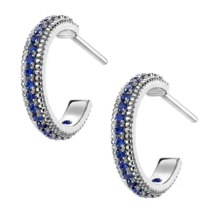 FColours of Love 18ct White Gold Sapphire Hoop Earrings