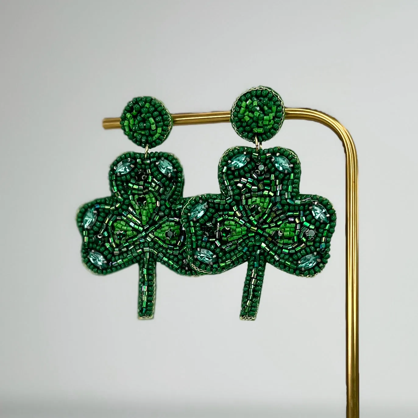 Feeling The Lucky Energy Beaded Green Drop Earrings