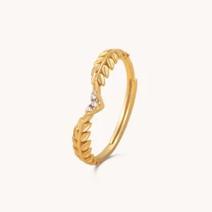 Fern Leaf Adjustable Gold Ring W.