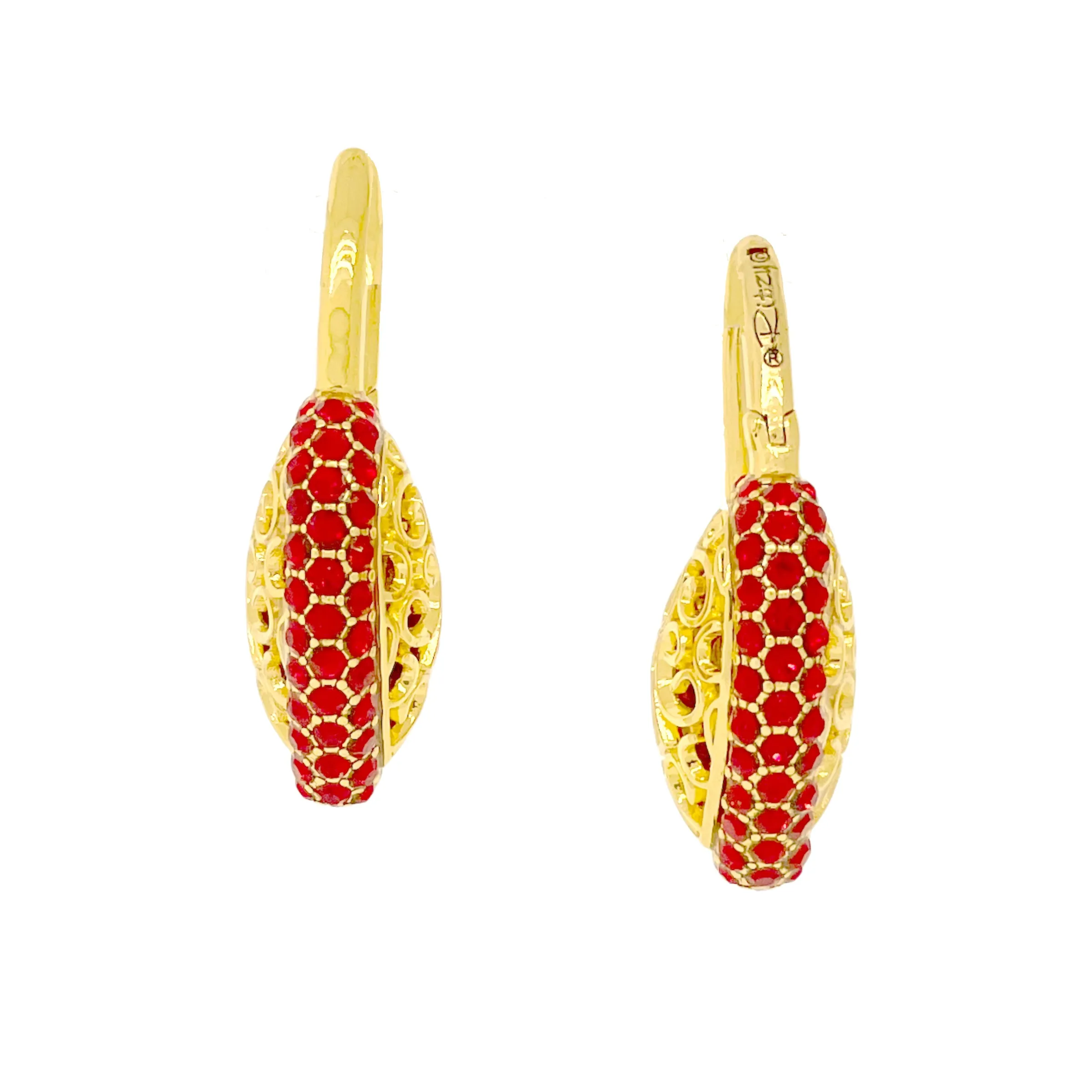 Filled With Love Valentines Red Crystal Earrings by Ritzy Couture DeLuxe-18k Gold Plating