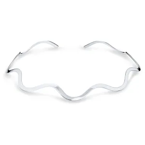 Fine Choker Necklace Wave Zig Zag Geometric Collar Silver Sterling Statement
