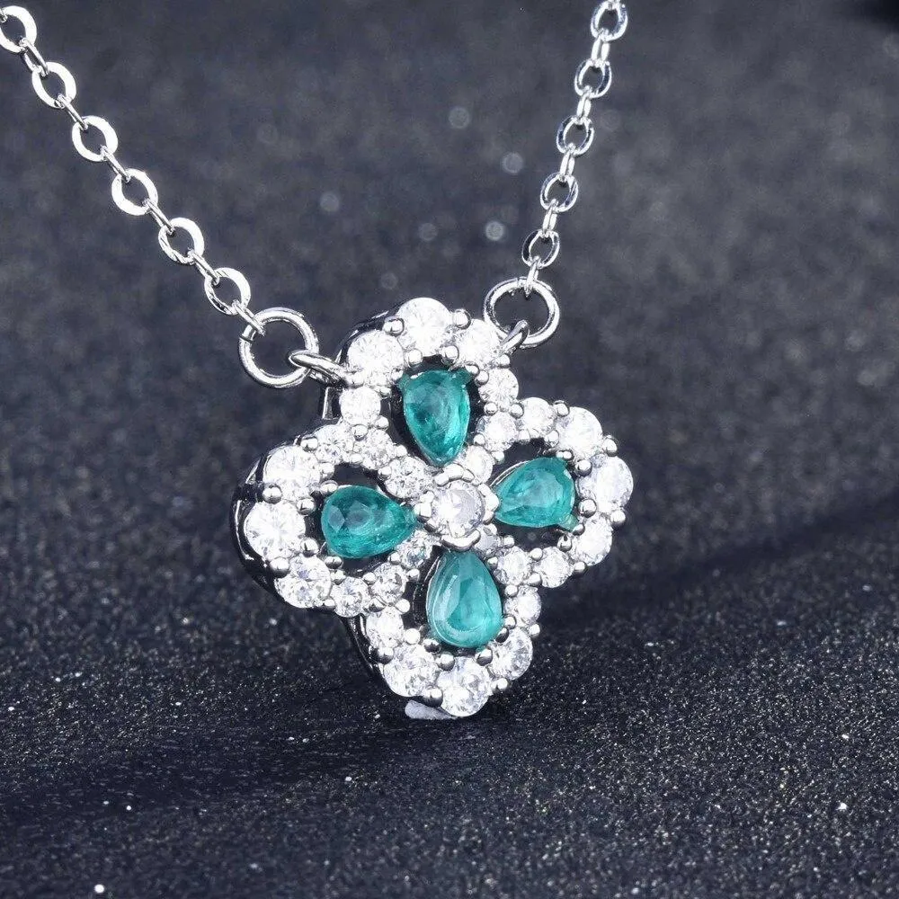 Fine Jewelry Vintage Silver Oval Cut Paraiba Tourmaline Gemstone Pendants Necklaces