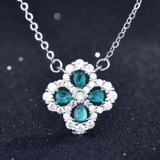 Fine Jewelry Vintage Silver Oval Cut Paraiba Tourmaline Gemstone Pendants Necklaces