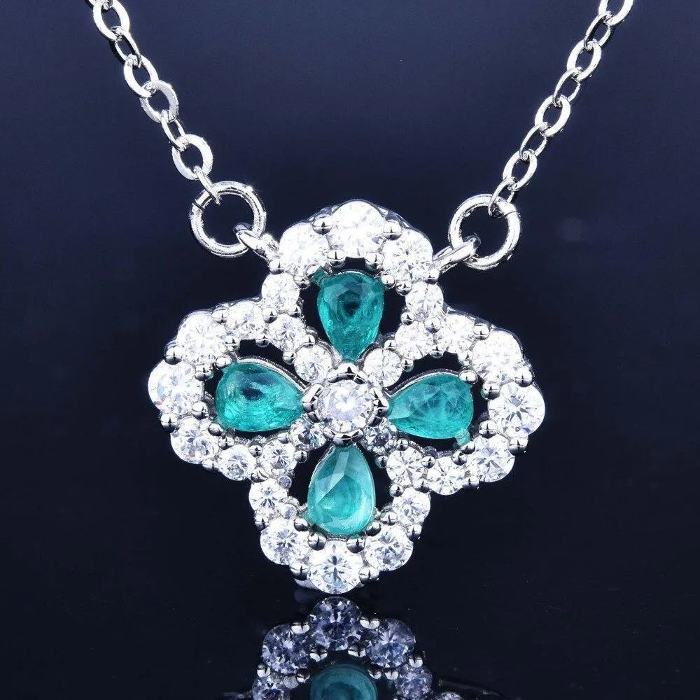 Fine Jewelry Vintage Silver Oval Cut Paraiba Tourmaline Gemstone Pendants Necklaces