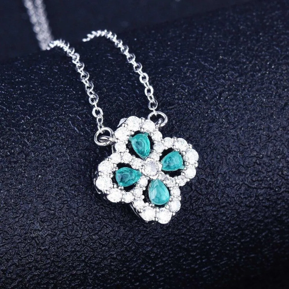 Fine Jewelry Vintage Silver Oval Cut Paraiba Tourmaline Gemstone Pendants Necklaces