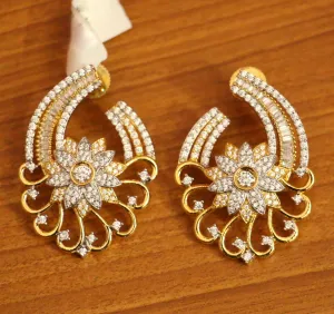 Flower Diamond Look Gold Plated Studs