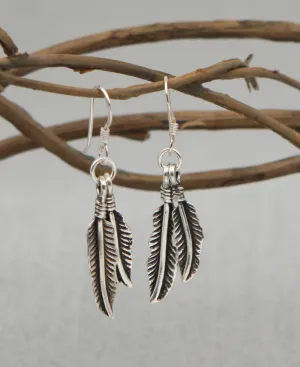 Free As A Bird Sterling Silver Feather Earrings