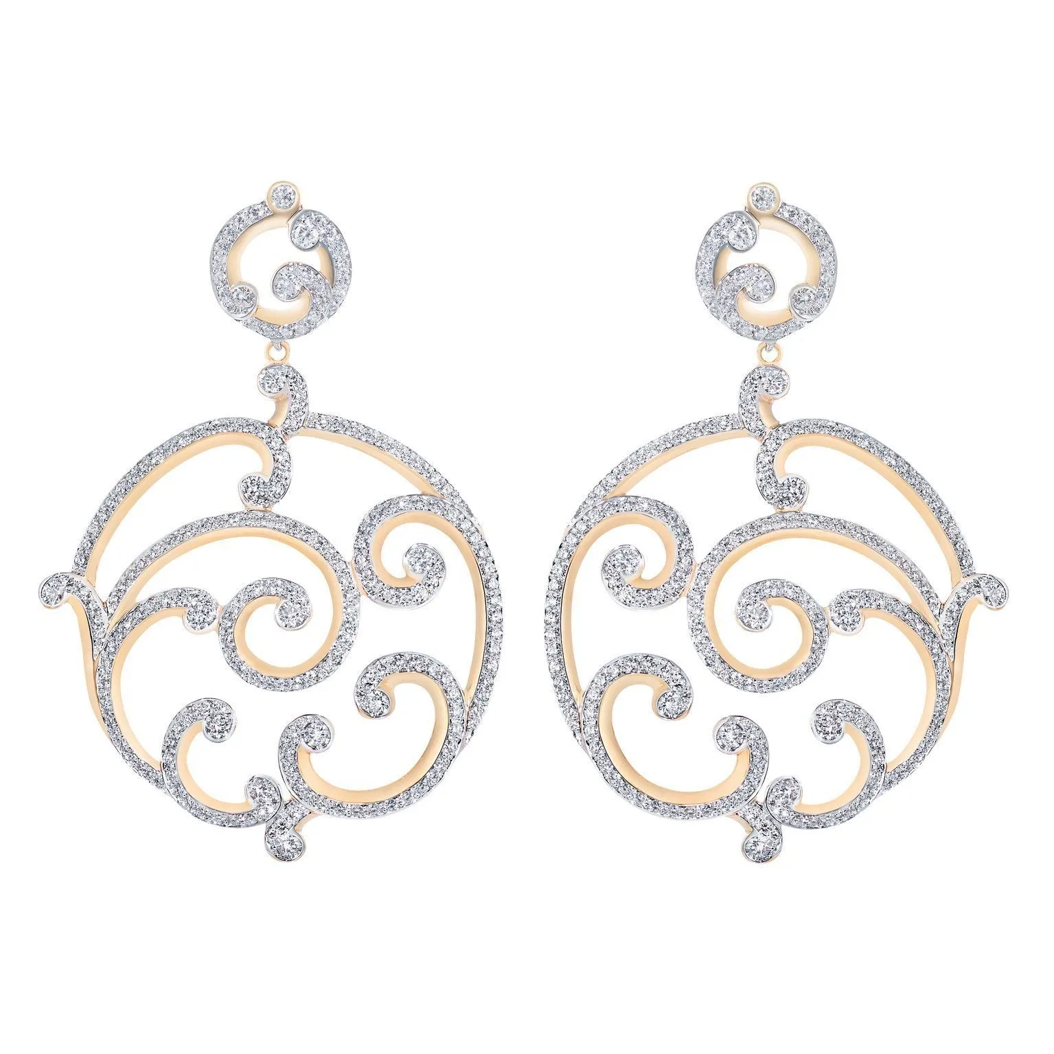 FRococo 18ct Rose Gold Pave Diamond Grand Earrings