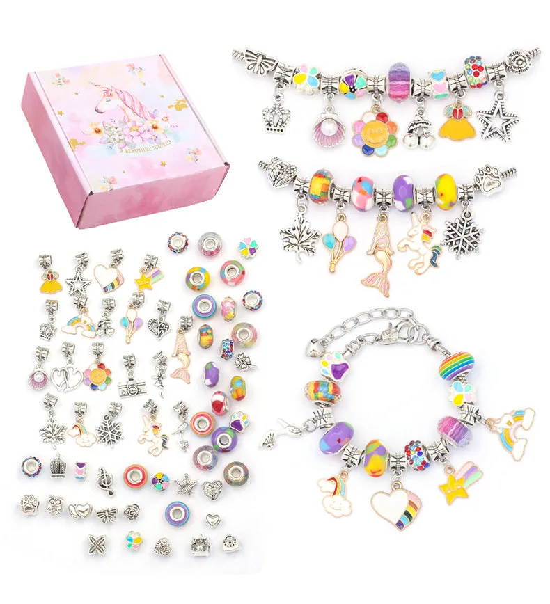 Funny Christmas Gifts for Girls Pink Set DIY Children's Bracelet Handmade Ornament Exquisite Gift Box