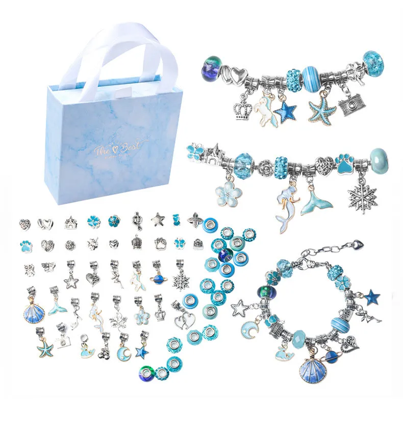 Funny Christmas Gifts for Girls Pink Set DIY Children's Bracelet Handmade Ornament Exquisite Gift Box