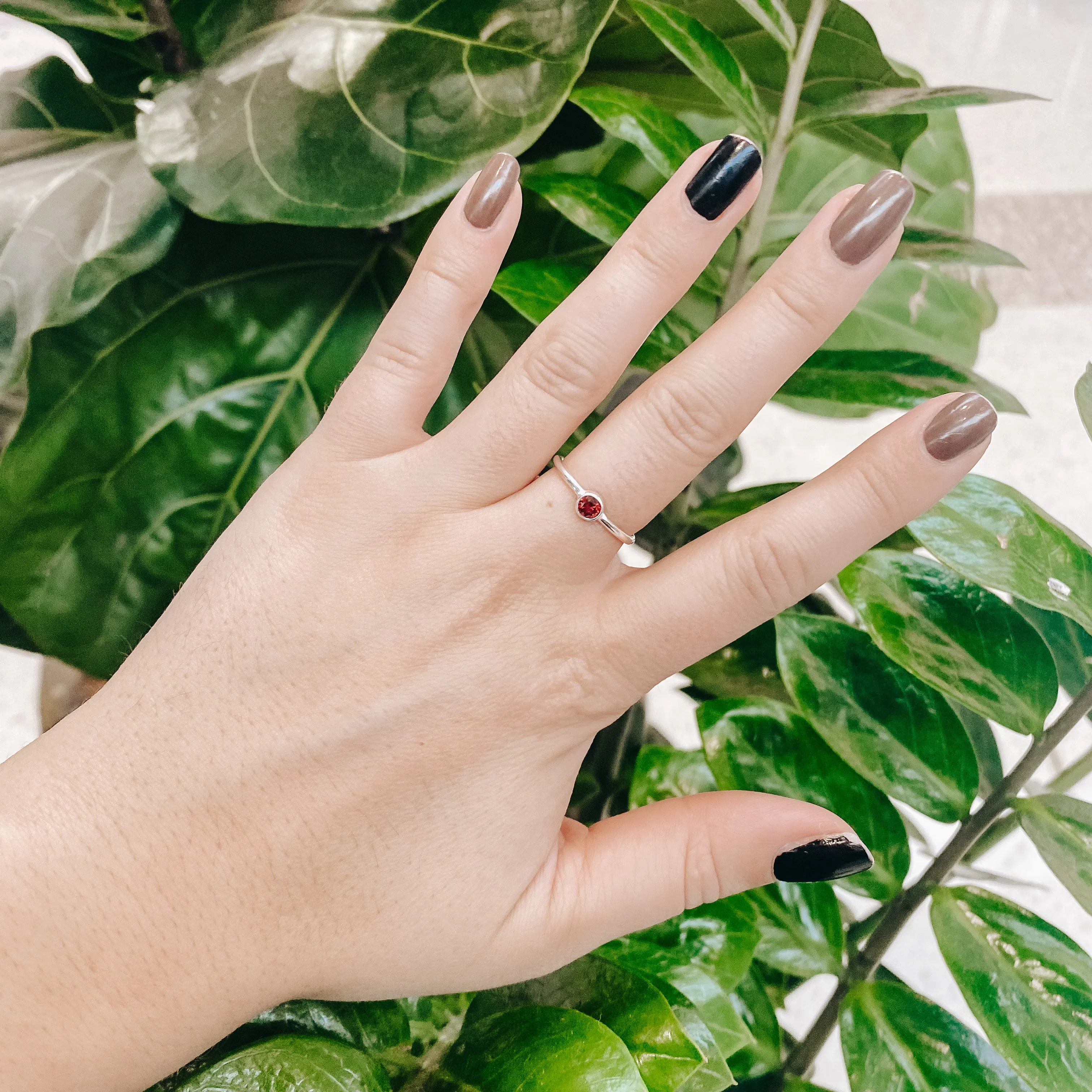 Garnet Delicate 925 Sterling Silver Ring