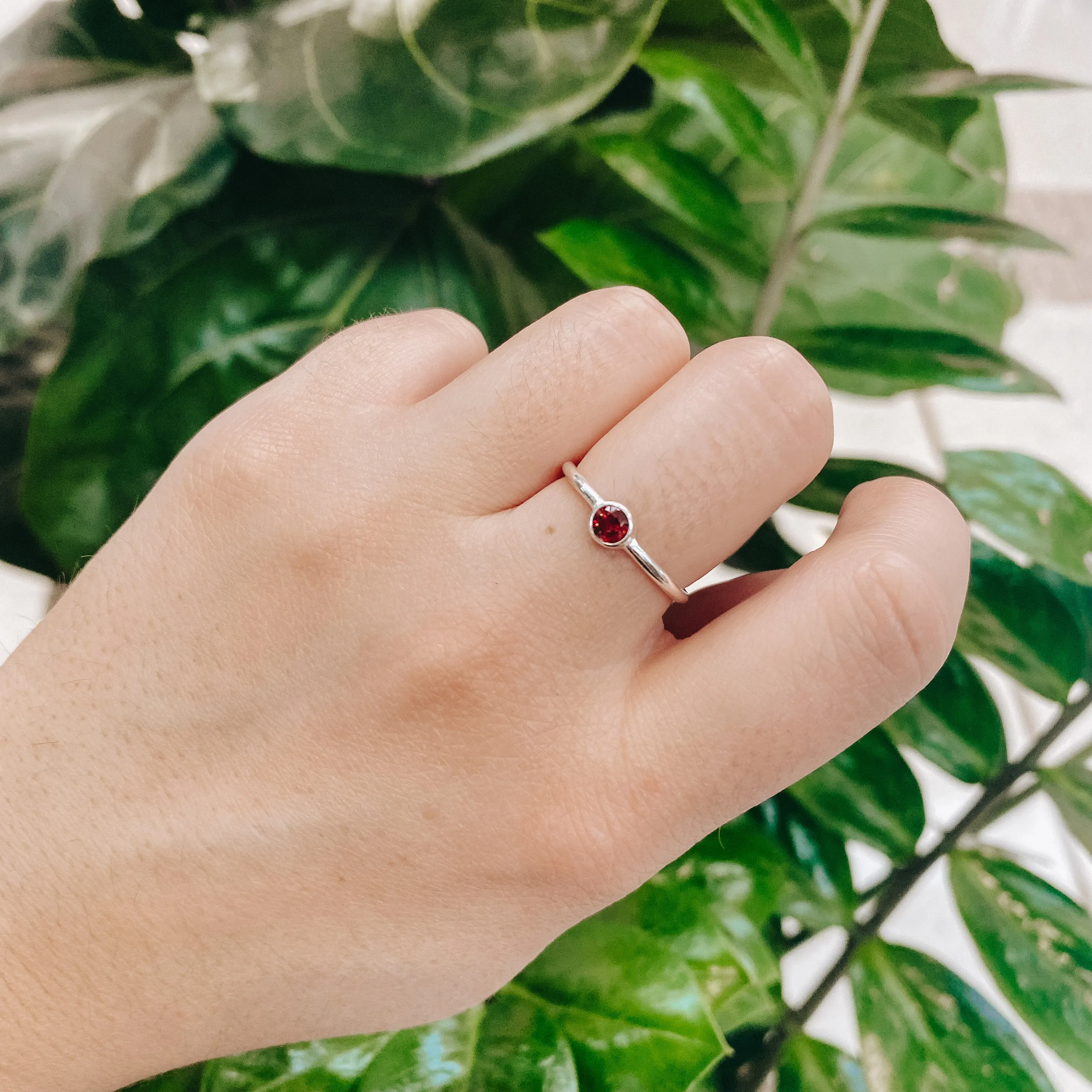 Garnet Delicate 925 Sterling Silver Ring